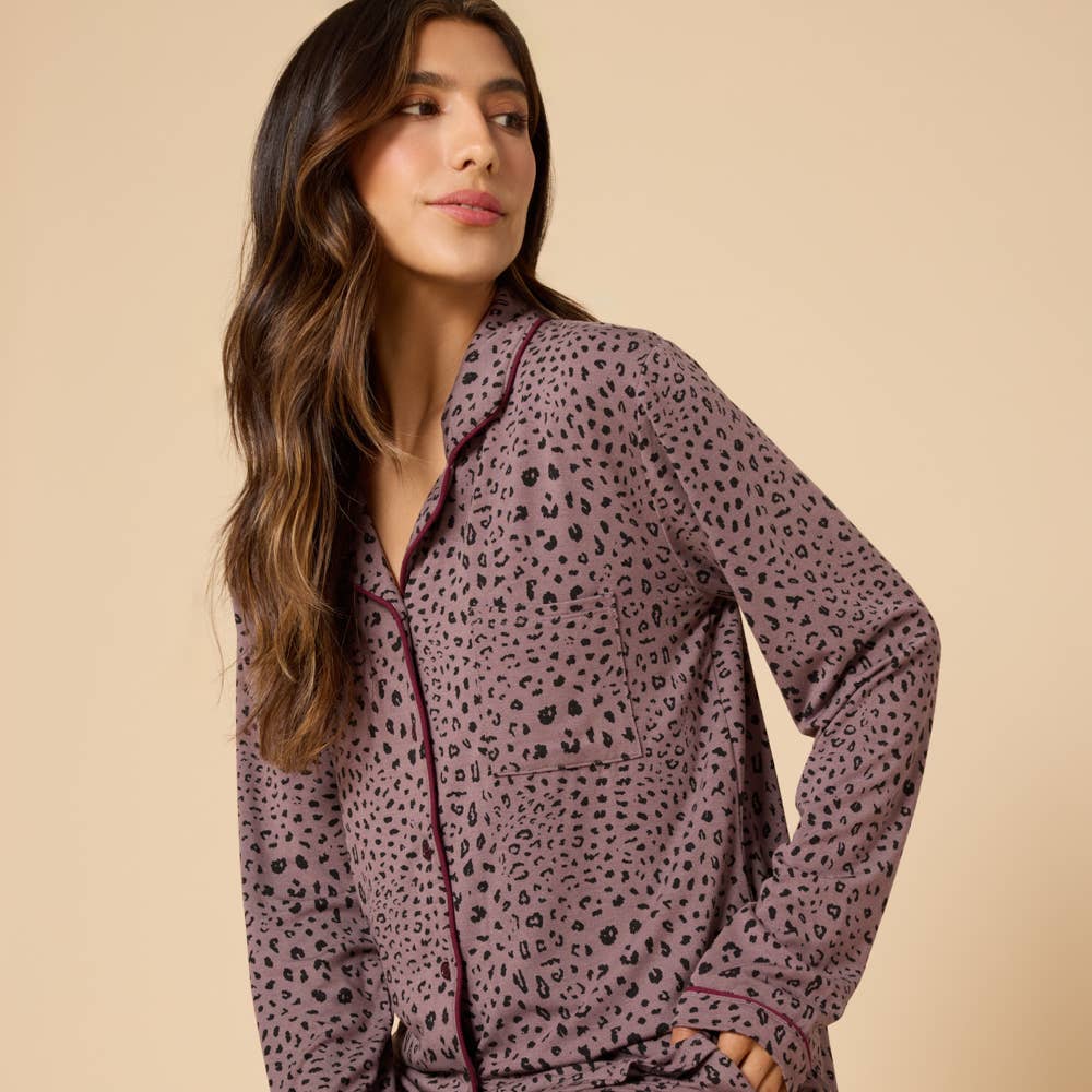 Sleep Soft Slim Notch Collar PJ Set: Wild Driftwood, M
