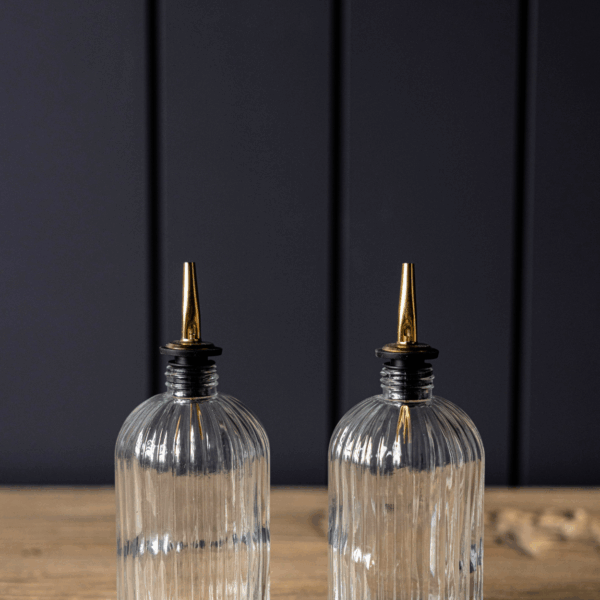 Olive Oil & Vinegar Glass Scallop Fluted Bottles - Image 2