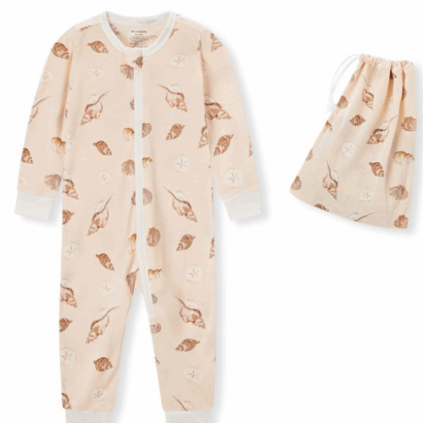 Bam Zip Pajama Seashells 9-12M