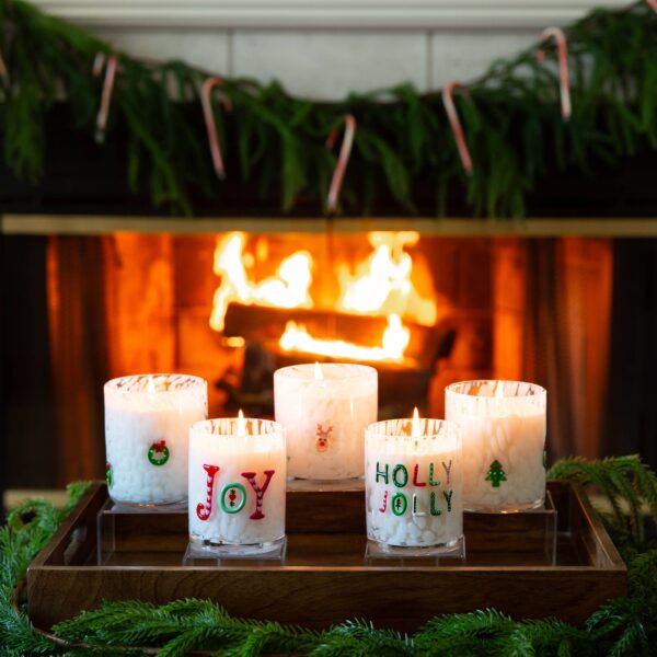 JOY Holiday Confetti Hand Painted Icon 12oz Candle - Image 4