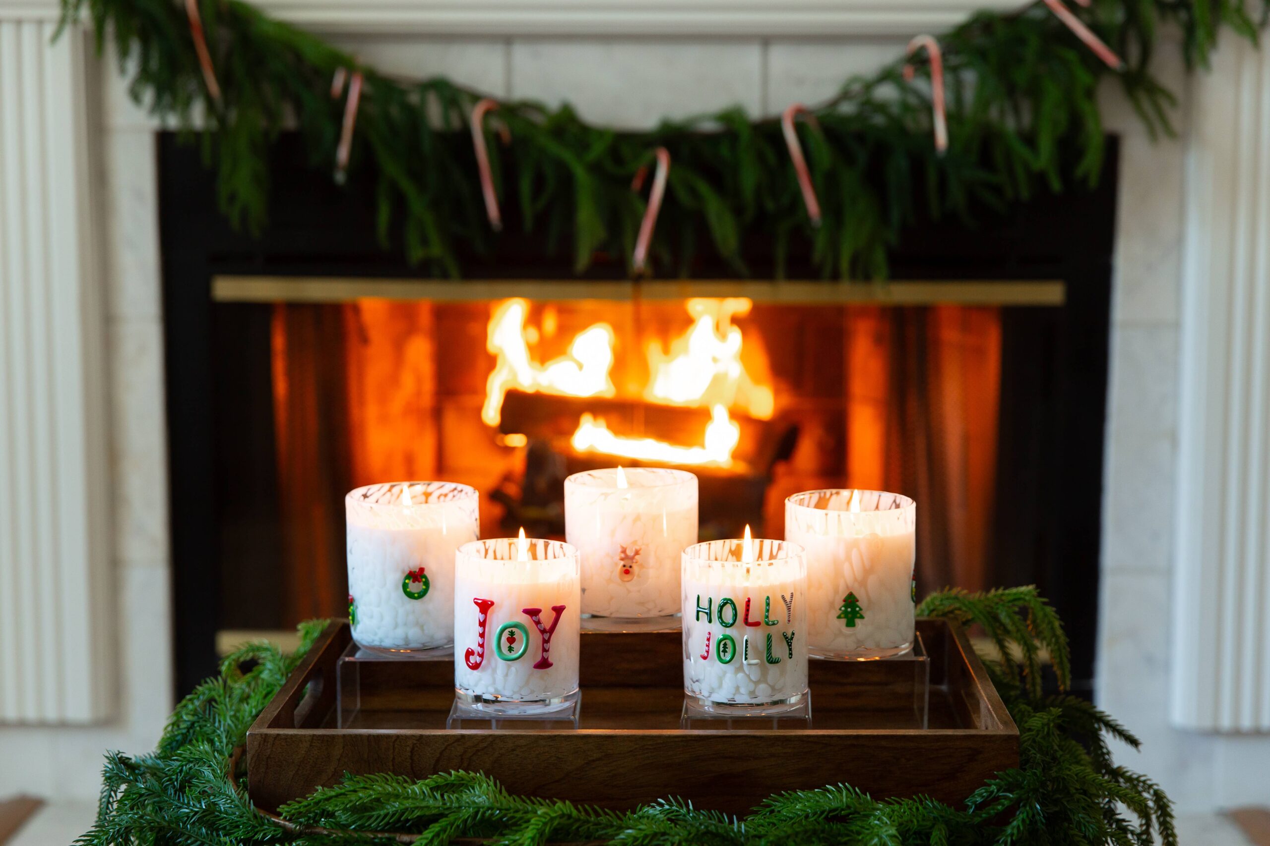 JOY Holiday Confetti Hand Painted Icon 12oz Candle