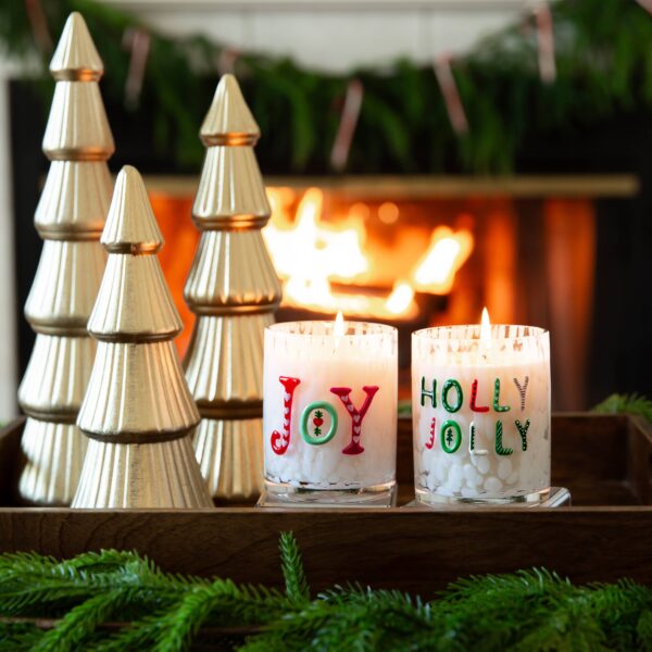JOY Holiday Confetti Hand Painted Icon 12oz Candle - Image 2