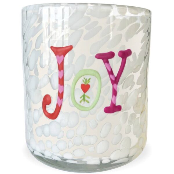 JOY Holiday Confetti Hand Painted Icon 12oz Candle