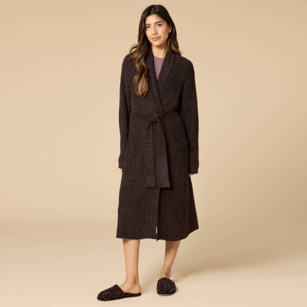 38" Marshmallow Rib Women's Wrap Robe: Heather Driftwood, L-XL - Image 7