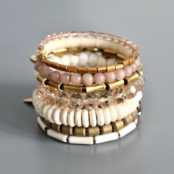 ISLB03 Mauve and white wrap bracelet - Image 4