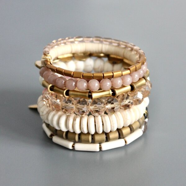 ISLB03 Mauve and white wrap bracelet