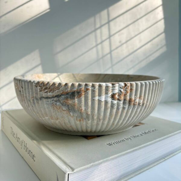 Temis- Fluted Bowl: Black Fusion Marble - Image 2