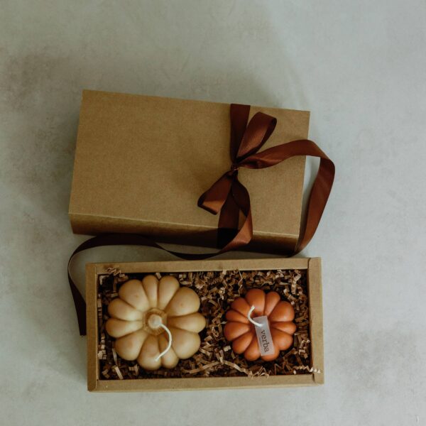 Pumpkin candle Gift box, Terracotta and dark olive, Toasted Pumpkin Spice