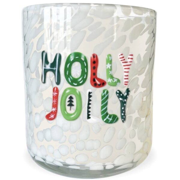 HOLLY JOLLY Confetti Hand Painted Icon 12oz Candle