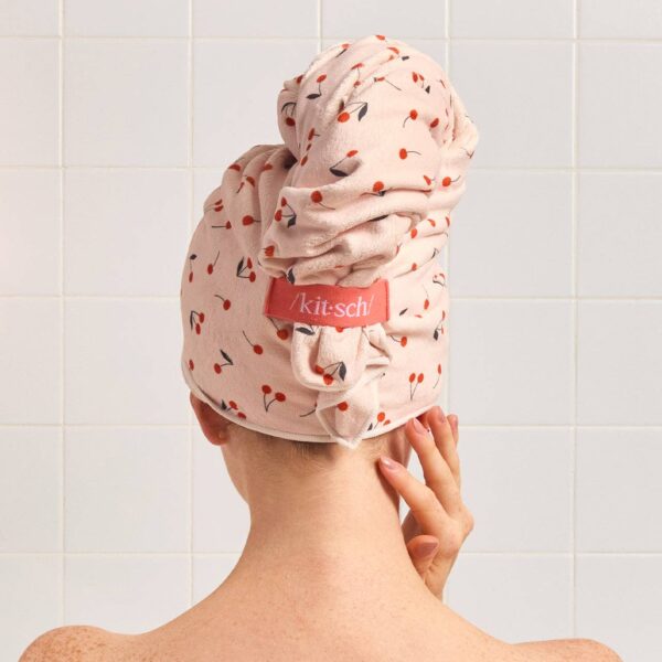 XL Hair Towel Wrap - Cherry Print - Image 3