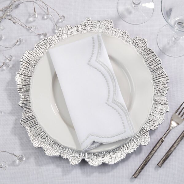 Embroidered Polka Dot Napkin w/ Scallop Edge: Red, 20" - Image 6