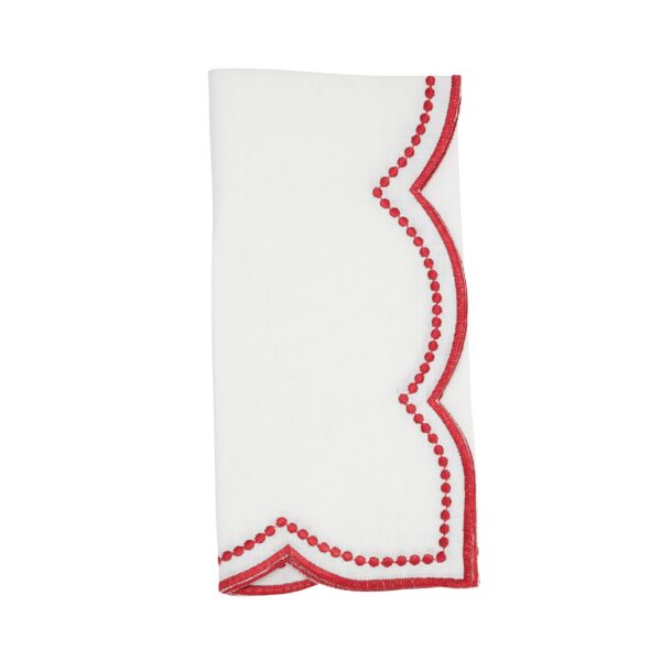 Embroidered Polka Dot Napkin w/ Scallop Edge: Green, 20" - Image 4
