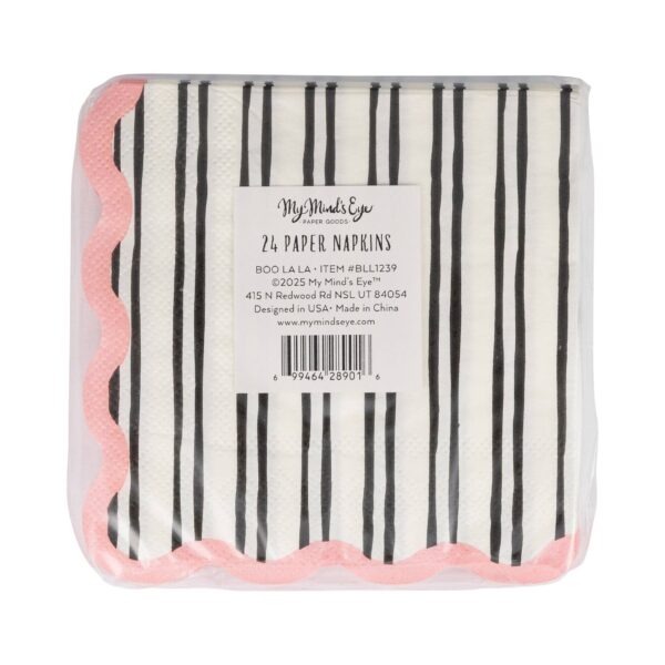 White & Black Striped Cocktail Napkin - Image 4