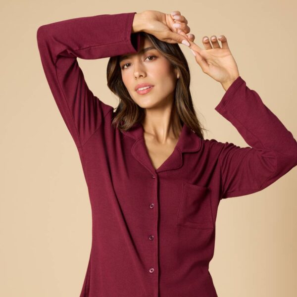 Slim Notch Long Sleeve Short Set: Wild Driftwood, L - Image 7