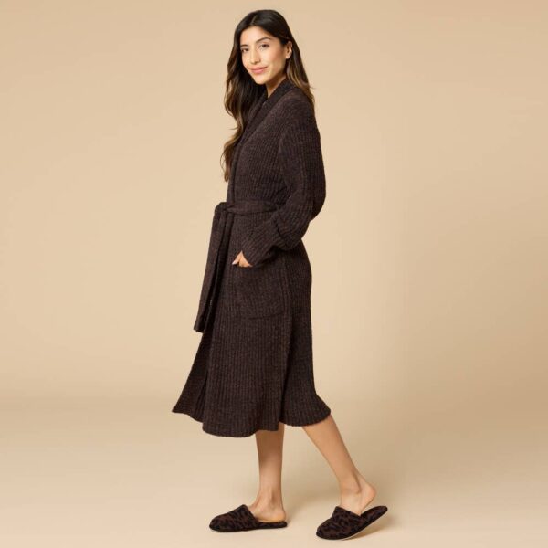 38" Marshmallow Rib Women's Wrap Robe: Heather Driftwood, L-XL - Image 6