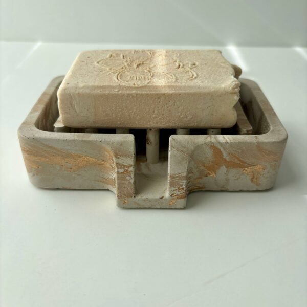 Soap Holder | Concrete Soap Dish: White Black & Silver Marble - Image 5