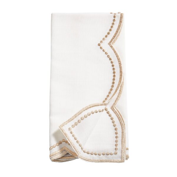 Embroidered Polka Dot Napkin w/ Scallop Edge: Red, 20" - Image 4