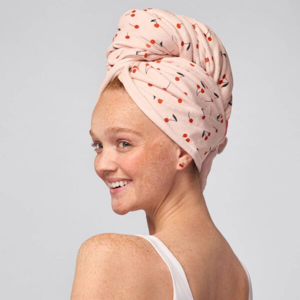 XL Hair Towel Wrap - Cherry Print - Image 2