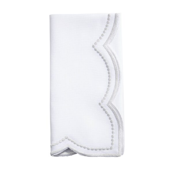 Embroidered Polka Dot Napkin w/ Scallop Edge: Red, 20" - Image 5