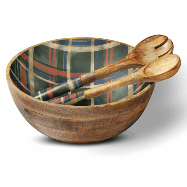 Green Plaid 12" Decorative Bowl