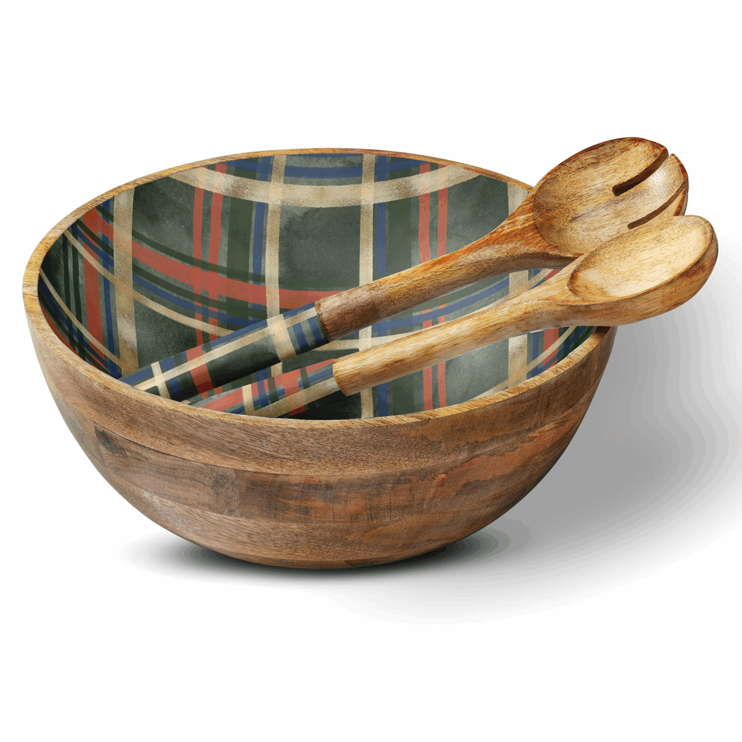 Green Plaid 12" Decorative Bowl