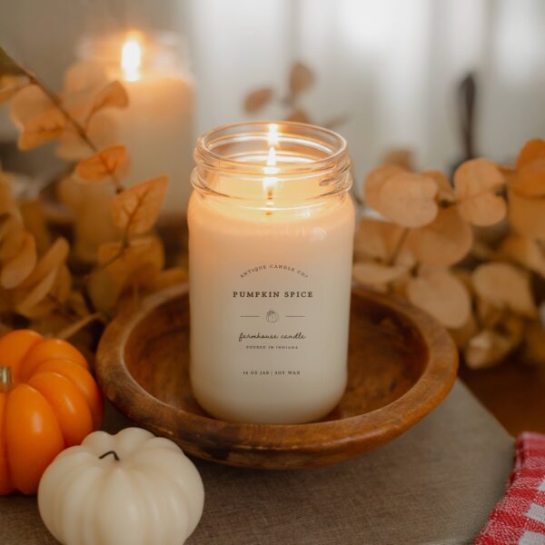 Pumpkin Spice -Mason Jar Candle: 16 oz - Image 2