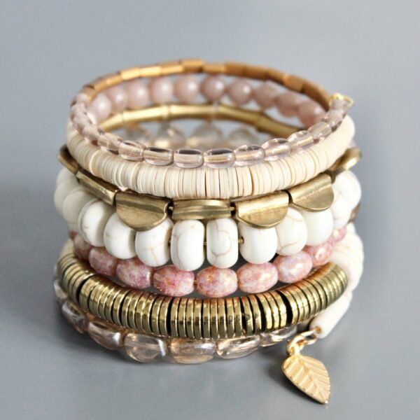 ISLB03 Mauve and white wrap bracelet - Image 3
