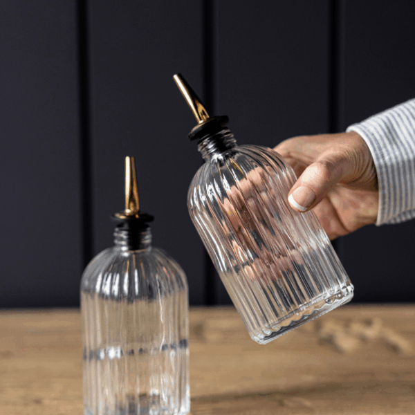 Olive Oil & Vinegar Glass Scallop Fluted Bottles - Image 4