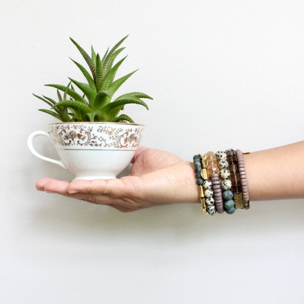 HYLB01 Green Jasper and Mauve Beaded Wrap Bracelet - Image 2