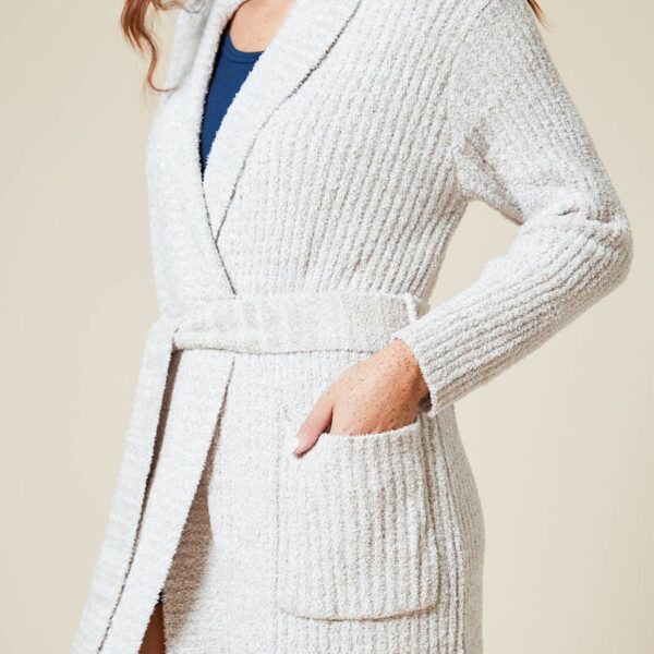 38" Marshmallow Rib Women's Wrap Robe: Heather Driftwood, L-XL - Image 9