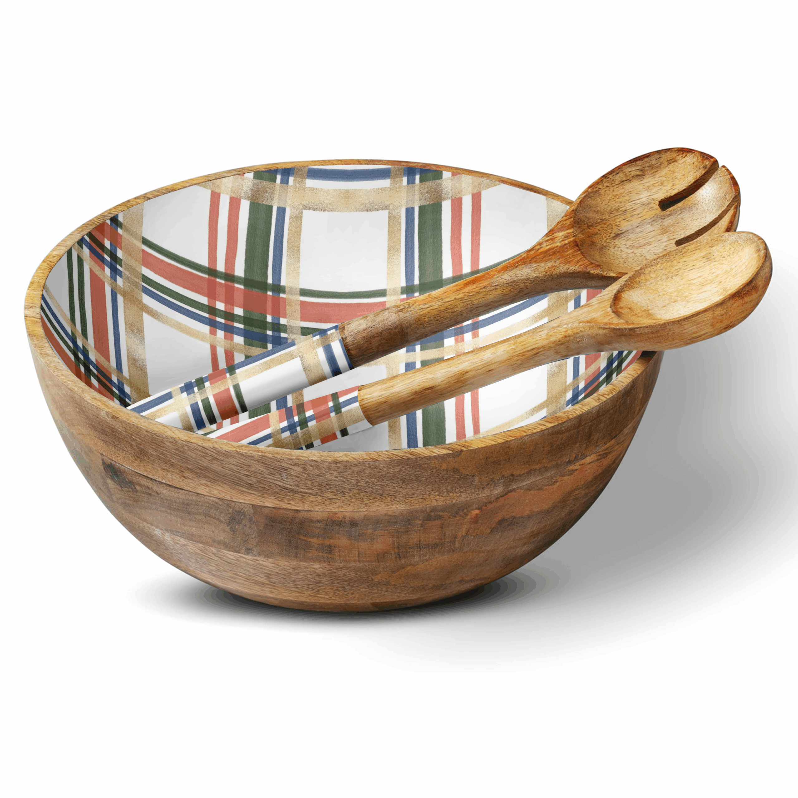 White Plaid 12" Decorative Bowl