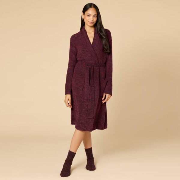 38" Marshmallow Rib Women's Wrap Robe: Heather Driftwood, L-XL - Image 2
