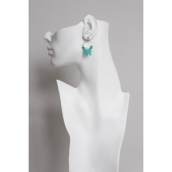 EMIE09 Turquoise glass small hoops - Image 2