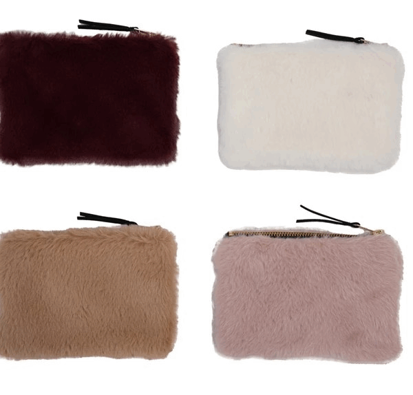 Faux Fur Fabric Zip Pouch with Interior Lining - Image 2