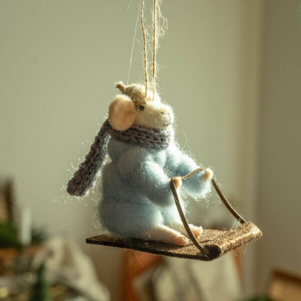 Sledding Soloman Mouse Holiday Ornament - Image 2