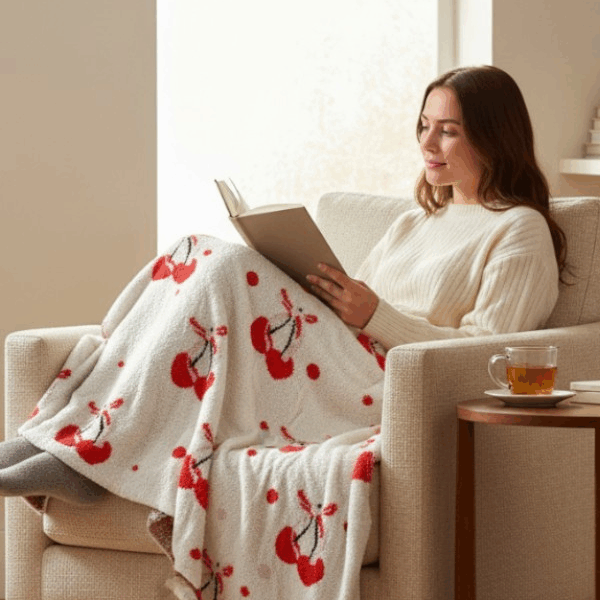 Cherries with Bow Luxury Blanket