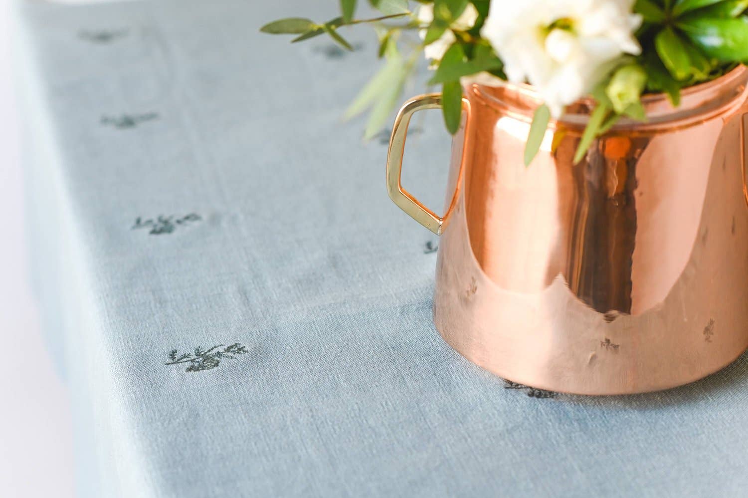 Galley and Fen - Blue Fleur Embroidered Tablecloth - Image 3
