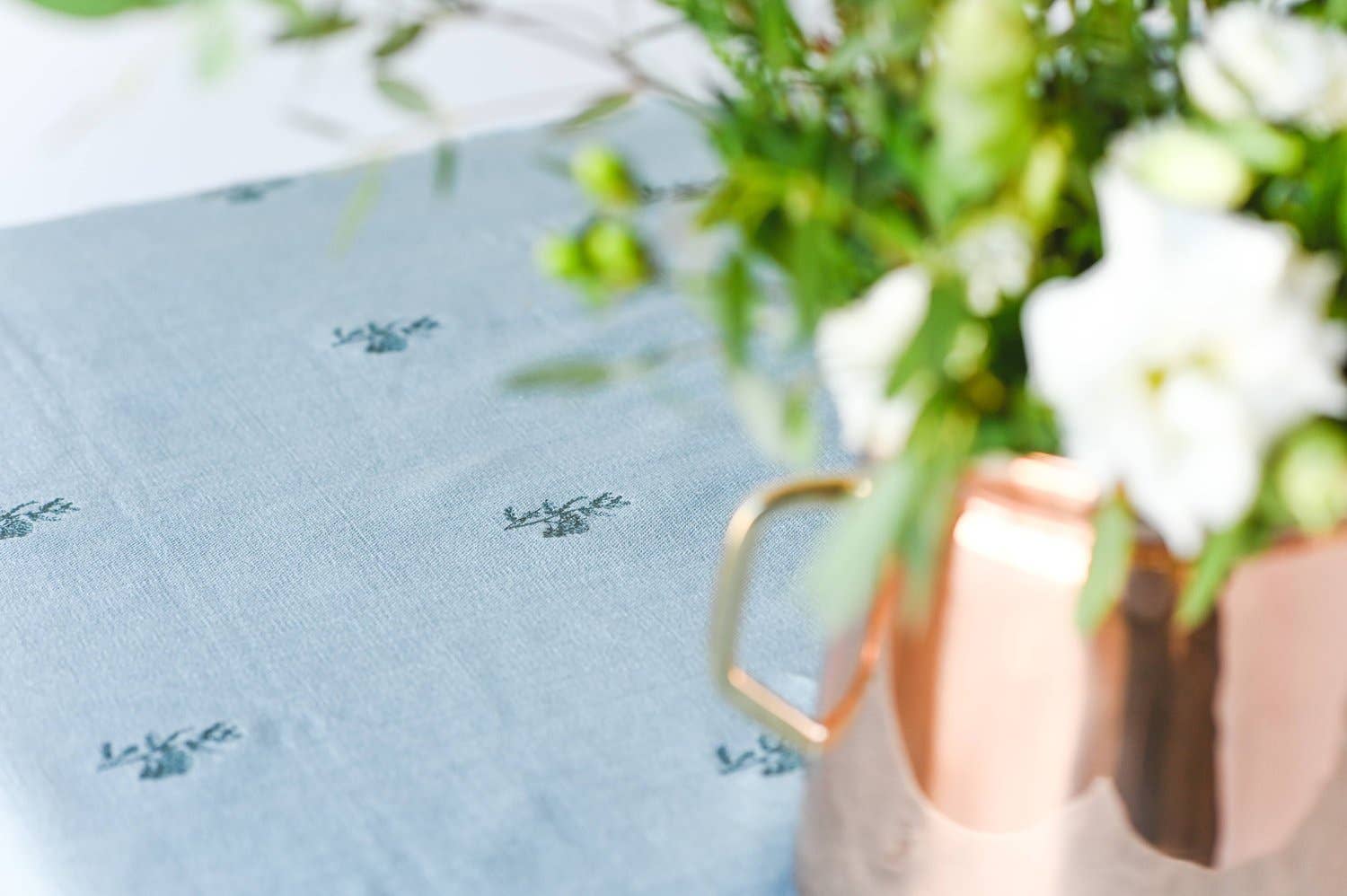 Galley and Fen - Blue Fleur Embroidered Tablecloth - Image 4