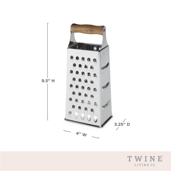 Twine - Acacia & Stainless Steel Cheese Grater w/ 4-Grating Patterns - Image 5