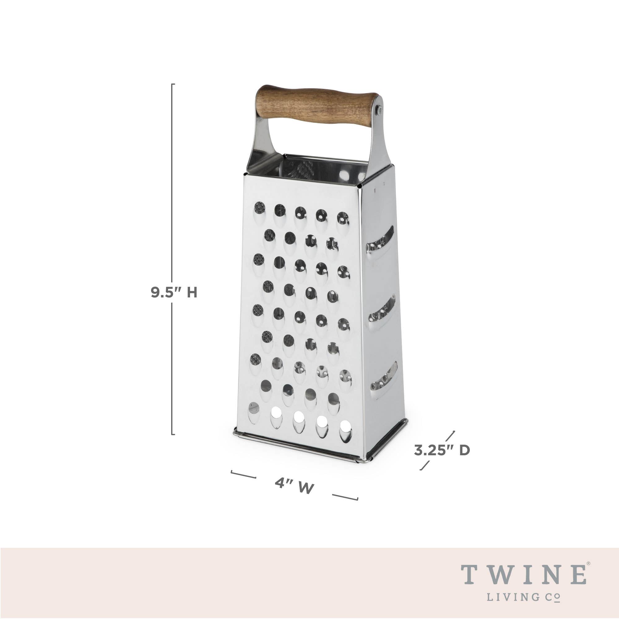 Twine - Acacia & Stainless Steel Cheese Grater w/ 4-Grating Patterns - Image 5