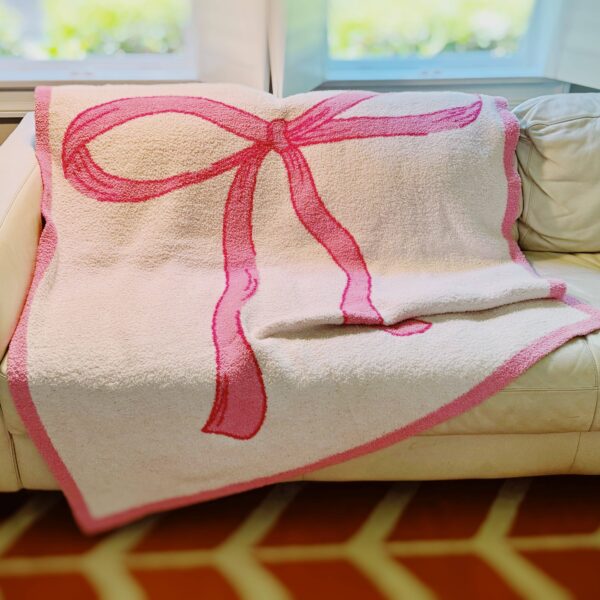 My Only Bow Coziest Blanket: Orange/Pink - Image 3