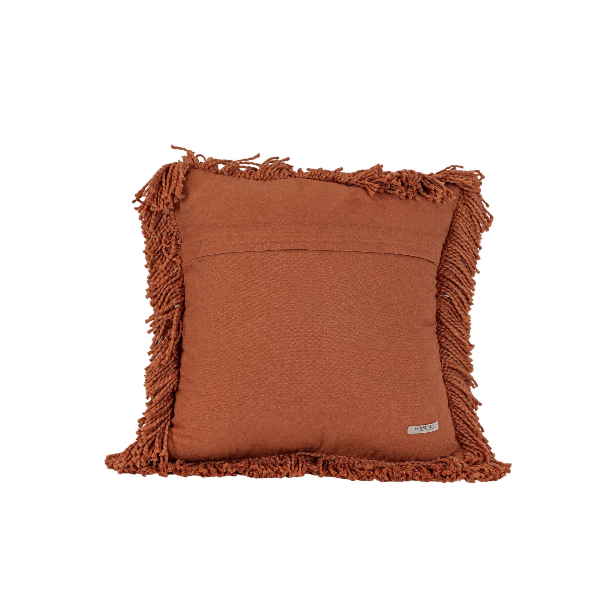 Foreside Home & Garden - Mattie 18x18 Woven Rust Yarn Fringe Filled Pillow Cotton - Image 4