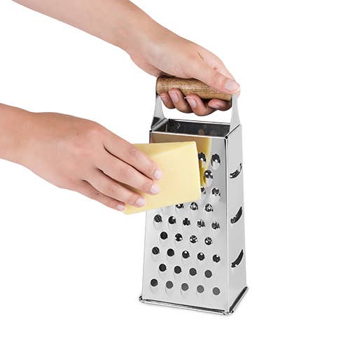 Twine - Acacia & Stainless Steel Cheese Grater w/ 4-Grating Patterns - Image 6