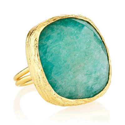 Chalcedony large square gemstone ring, adjustable