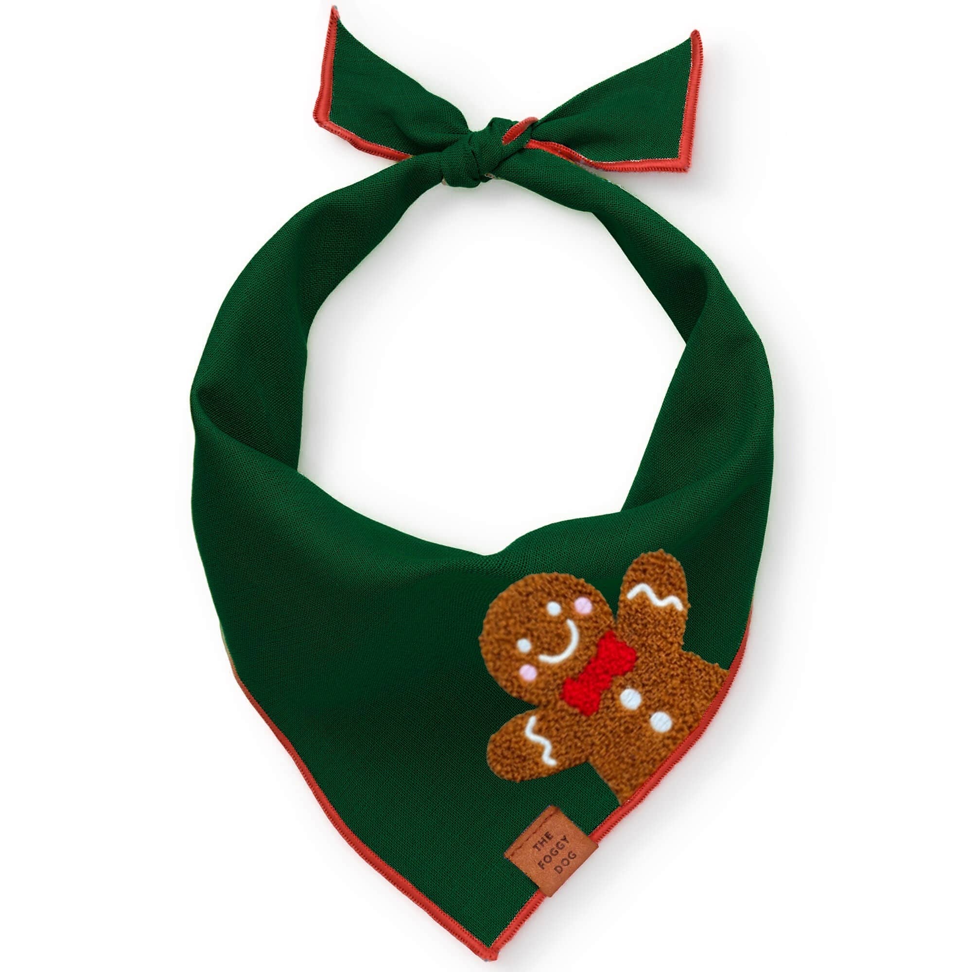 Gingerbread Man Applique Dog Bandana: Medium