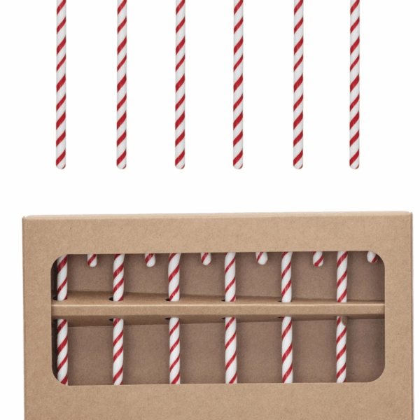 Glass Candy Cane Shaped Stir Sticks Boxed Set of 6 - Image 2