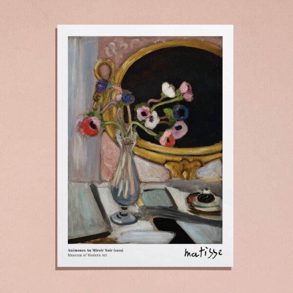 Sugar & Canvas - Henri Matisse Anémones Au Miroir Noir Art Print M148 - Image 5