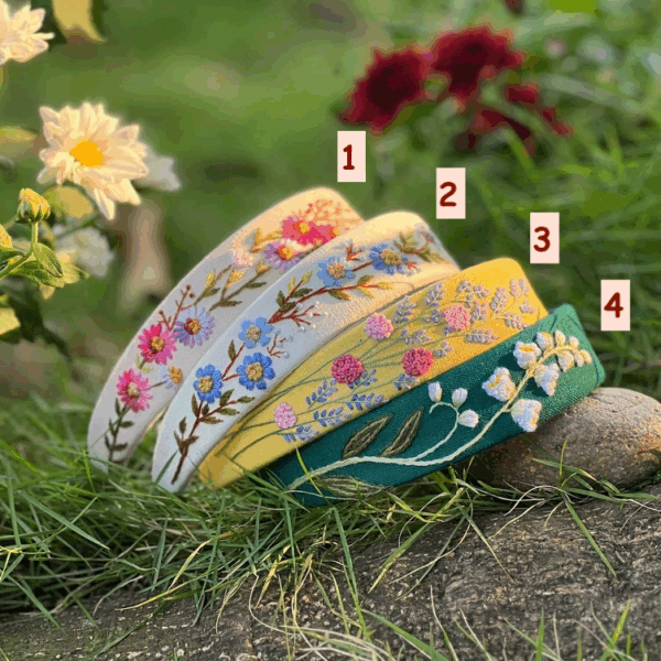 Summer Floral Embroidered Headband 1 - Image 4