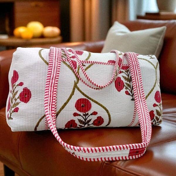 Ellison Burgundy Floral Duffle Bag