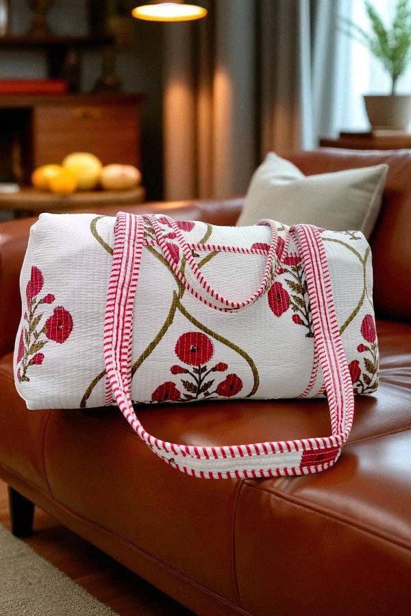 Ellison Burgundy Floral Duffle Bag
